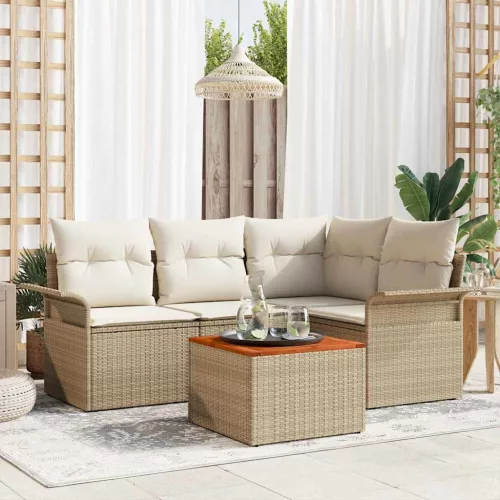 vidaXL Kerti Kanapé Szett párnával tárolóval 5 pcs Beige és krém