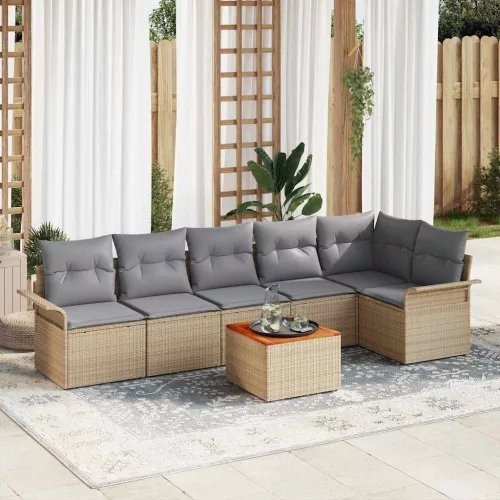 vidaXL Kerti Kanapé Szett 7 pcs Beige és Világosszürke 55 x 55 x 37 cm
