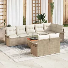   vidaXL Kerti Kanapé Szett párnával 9 pcs Beige és krém 55 x 55 x 37 cm