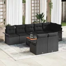  vidaXL Kerti Kanapé Szett párnával 9 pcs Fekete 55 x 55 x 37 cm