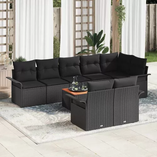 vidaXL Kerti Kanapé Szett párnával 9 pcs Fekete 55 x 55 x 37 cm