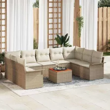   vidaXL Kerti Kanapé Szett 10 pcs Beige és krém 55 x 55 x 37 cm