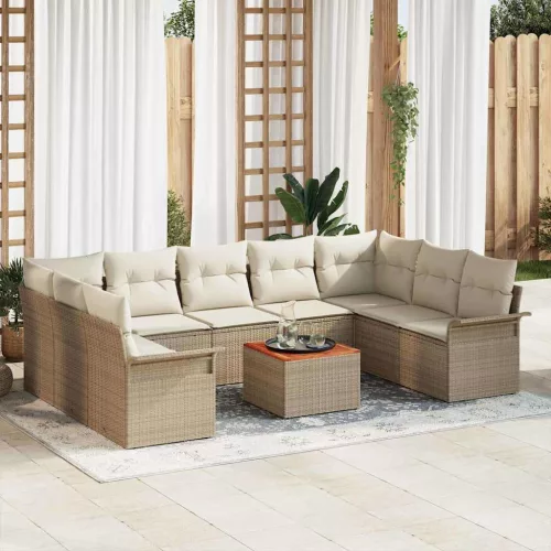 vidaXL Kerti Kanapé Szett 10 pcs Beige és krém 55 x 55 x 37 cm