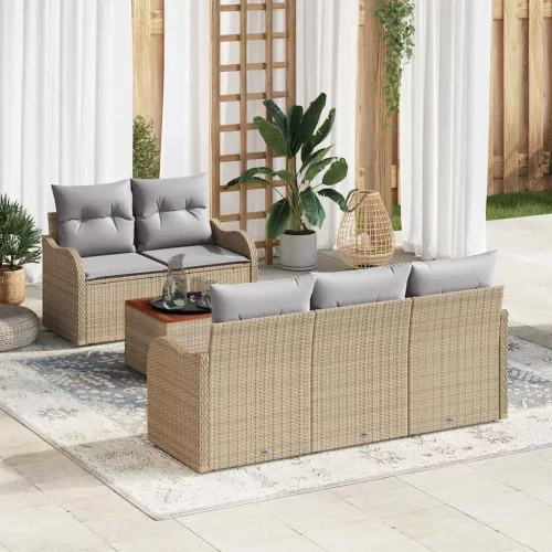 vidaXL Kerti Kanapé Szett 6 pcs Beige és Világosszürke 55 x 55 x 37 cm