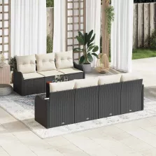 vidaXL Kerti Kanapé Szett 8 pcs Fekete és fehér