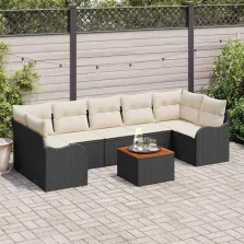 vidaXL Kerti Kanapé Szett 8 pcs Fekete és fehér