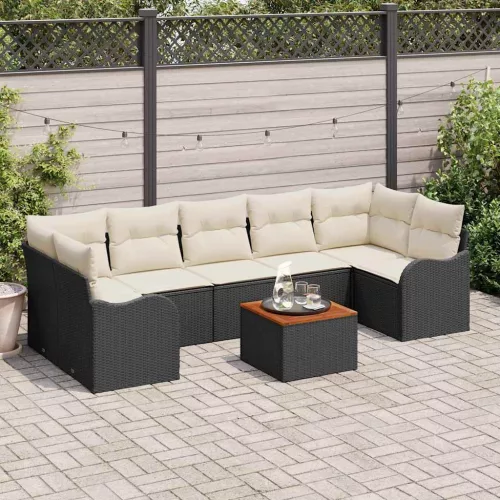 vidaXL Kerti Kanapé Szett 8 pcs Fekete és fehér