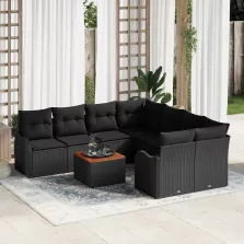 vidaXL Kerti Kanapé Szett 9 pcs Fekete