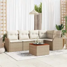 vidaXL Kerti Kanapé Szett 6 pcs Bézs és fehér