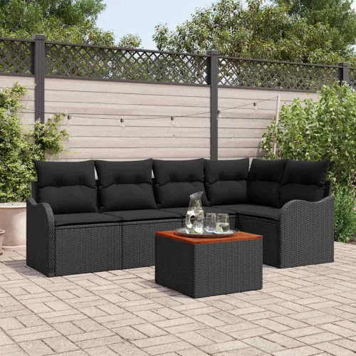vidaXL Kerti Kanapé Szett 6 pcs Fekete