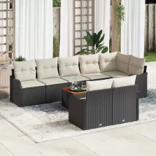 vidaXL Kerti Kanapé Szett 9 pcs Fekete és fehér