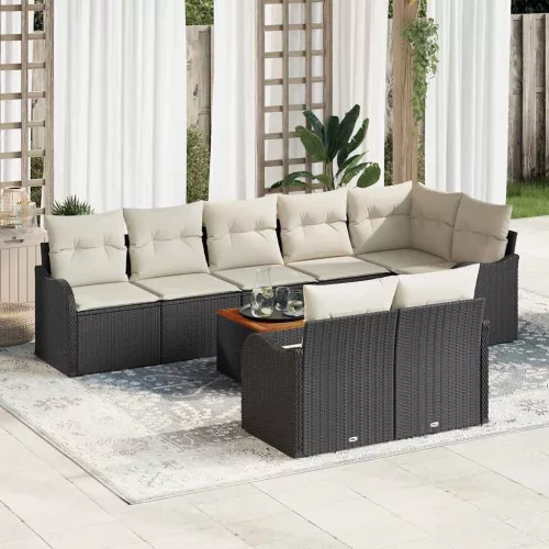 vidaXL Kerti Kanapé Szett 9 pcs Fekete és fehér