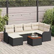 vidaXL Kerti Kanapé Szett 7 pcs Fekete és fehér
