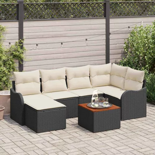 vidaXL Kerti Kanapé Szett 7 pcs Fekete és fehér