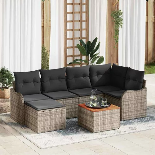 vidaXL Kerti Kanapé Szett 7 pcs Szürke