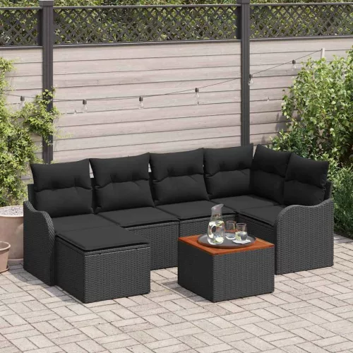 vidaXL Kerti Kanapé Szett 7 pcs Fekete