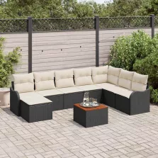 vidaXL Kerti Kanapé Szett 9 pcs Fekete és fehér