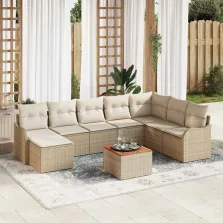 vidaXL Kerti Kanapé Szett 9 pcs Beige, fehér