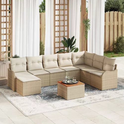 vidaXL Kerti Kanapé Szett 9 pcs Beige, fehér
