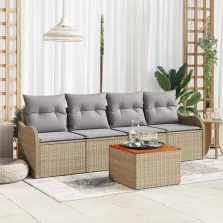 vidaXL Kerti Kanapé Szett 5 pcs bézs és világosszürke