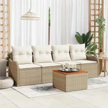 vidaXL Kerti Kanapé Szett 5 pcs Bézs és fehér