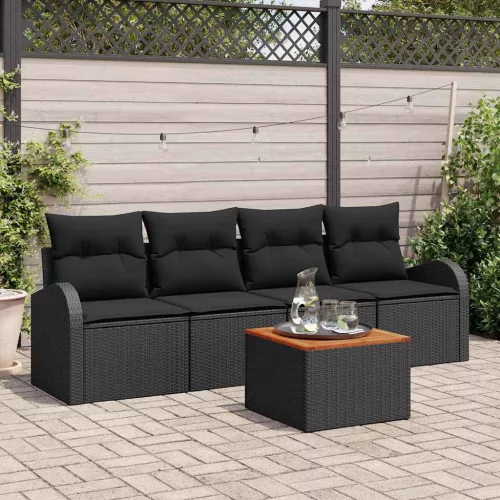 vidaXL Kerti Kanapé Szett 5 pcs Fekete