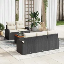 vidaXL Kerti Kanapé Szett 6 pcs Fekete és fehér
