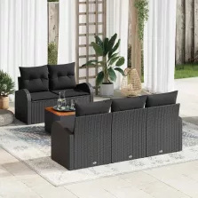 vidaXL Kerti Kanapé Szett 6 pcs Fekete