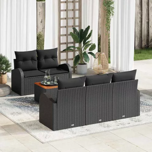 vidaXL Kerti Kanapé Szett 6 pcs Fekete