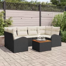 vidaXL Kerti Kanapé Szett 7 pcs Fekete és fehér