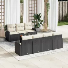 vidaXL Kerti Kanapé Szett 8 pcs Fekete és fehér