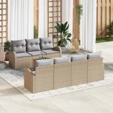 vidaXL Kerti Kanapé Szett 8 pcs bézs és világosszürke