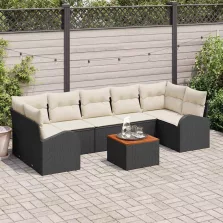 vidaXL Kerti Kanapé Szett 8 pcs Fekete és fehér
