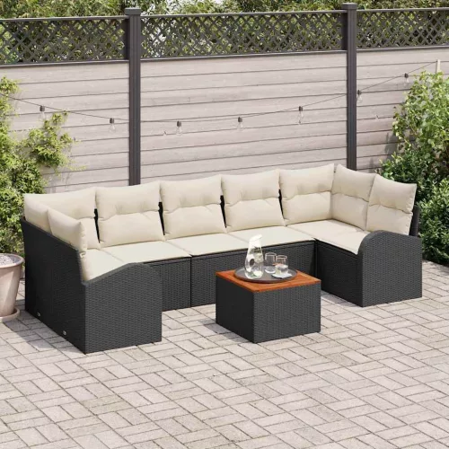 vidaXL Kerti Kanapé Szett 8 pcs Fekete és fehér