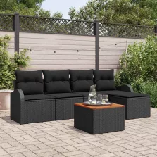 vidaXL Kerti Kanapé Szett 6 pcs Fekete