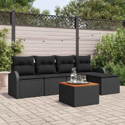 vidaXL Kerti Kanapé Szett 6 pcs Fekete