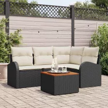 vidaXL Kerti Kanapé Szett 5 pcs Fekete és fehér