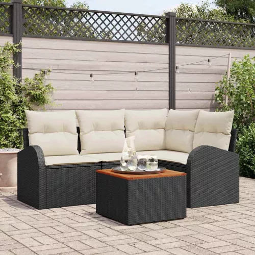 vidaXL Kerti Kanapé Szett 5 pcs Fekete és fehér
