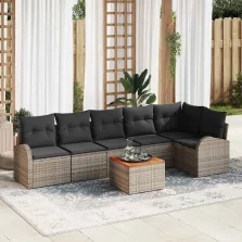 vidaXL Kerti Kanapé Szett 7 pcs Szürke