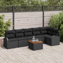 vidaXL Kerti Kanapé Szett 7 pcs Fekete