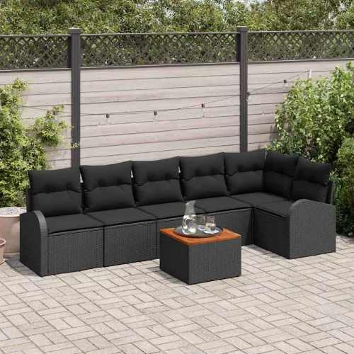 vidaXL Kerti Kanapé Szett 7 pcs Fekete