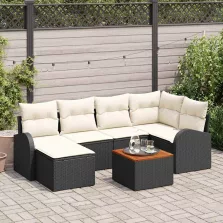 vidaXL Kerti Kanapé Szett 7 pcs Fekete és fehér
