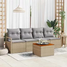 vidaXL Kerti Kanapé Szett 5 pcs bézs és világosszürke