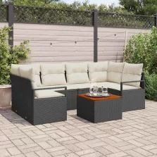 vidaXL Kerti Kanapé Szett 7 pcs Fekete és fehér