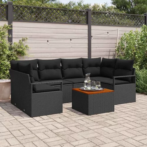 vidaXL Kerti Kanapé Szett 7 pcs Fekete