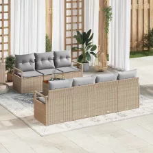 vidaXL Kerti Kanapé Szett 8 pcs bézs és világosszürke