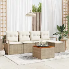 vidaXL Kerti Kanapé Szett 6 pcs Bézs és fehér