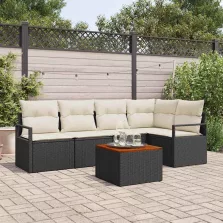 vidaXL Kerti Kanapé Szett 6 pcs Fekete és fehér