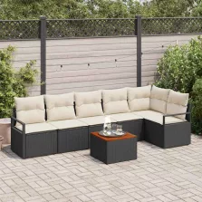 vidaXL Kerti Kanapé Szett 7 pcs Fekete és fehér