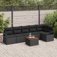 vidaXL Kerti Kanapé Szett 7 pcs Fekete